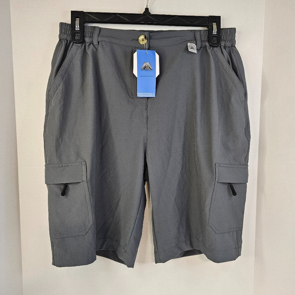 Mapamyumco Women Sports Outdoors Gray Cargo Shorts Size XL Breathable 6 Packets